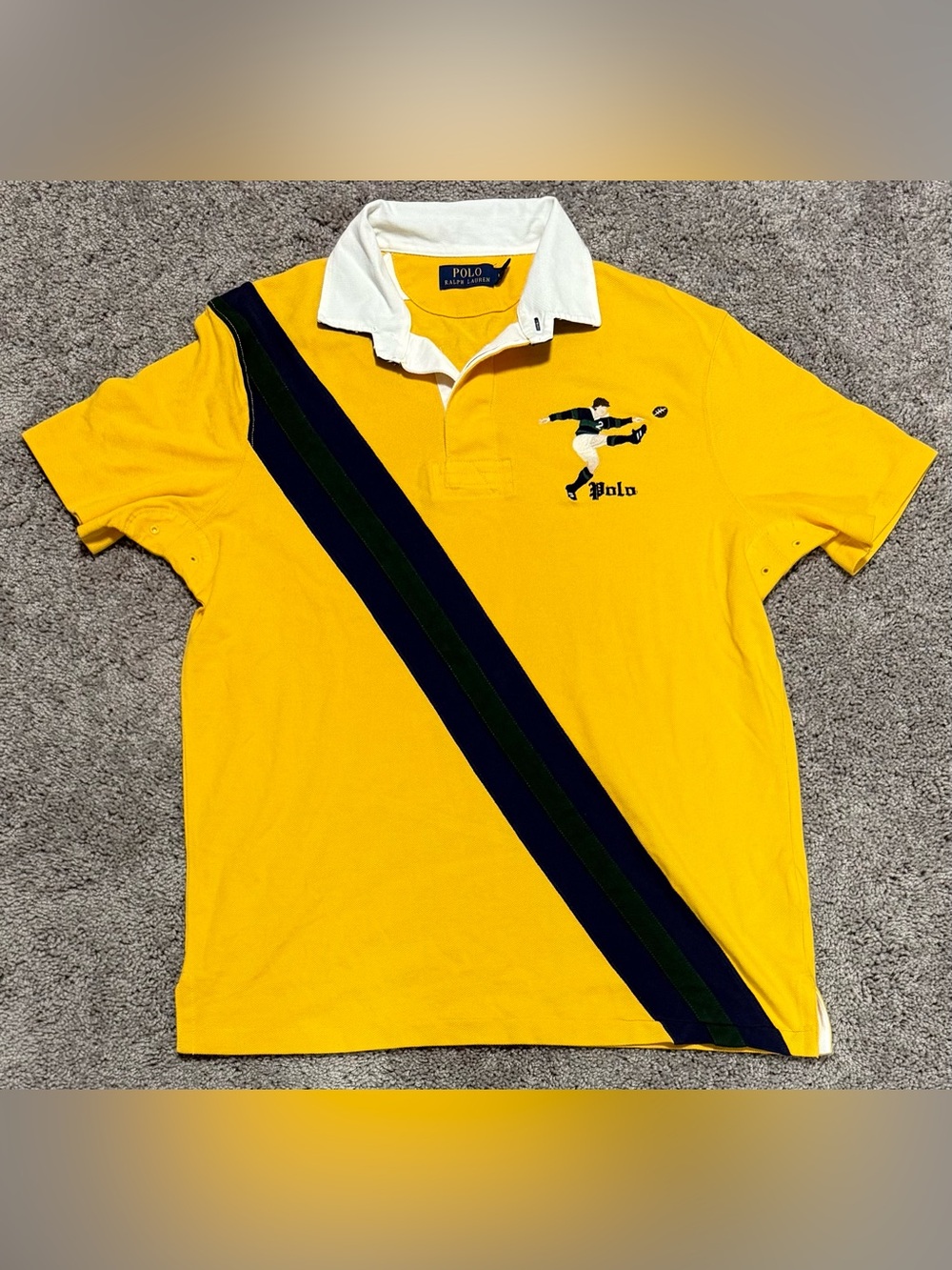 Polo Ralph Lauren Rugby Polo‎ Shirt Kicker Embroidered Yellow Mens Size Medium
